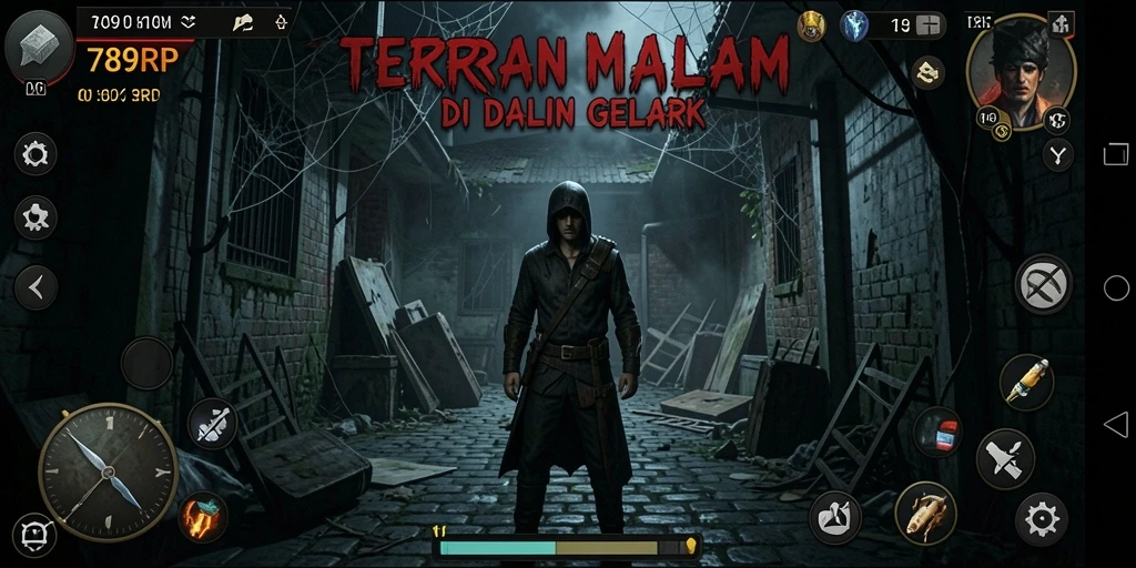 Screenshot gameplay menampilkan suasana Horror yang mencekam.