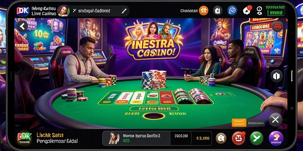 Screenshot gameplay DKK dengan dealer profesional di Live Casino.