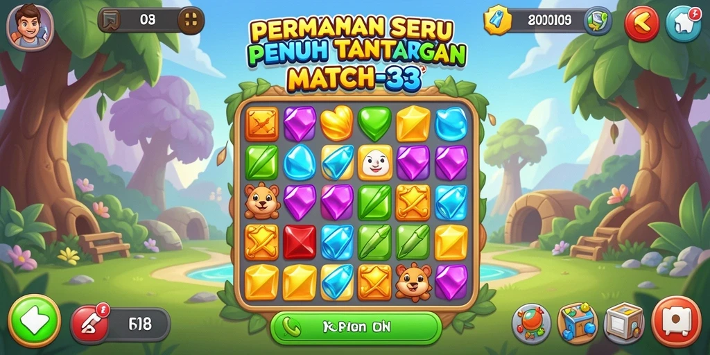 Tampilan gameplay menarik FO8 dalam aksi Match-3.