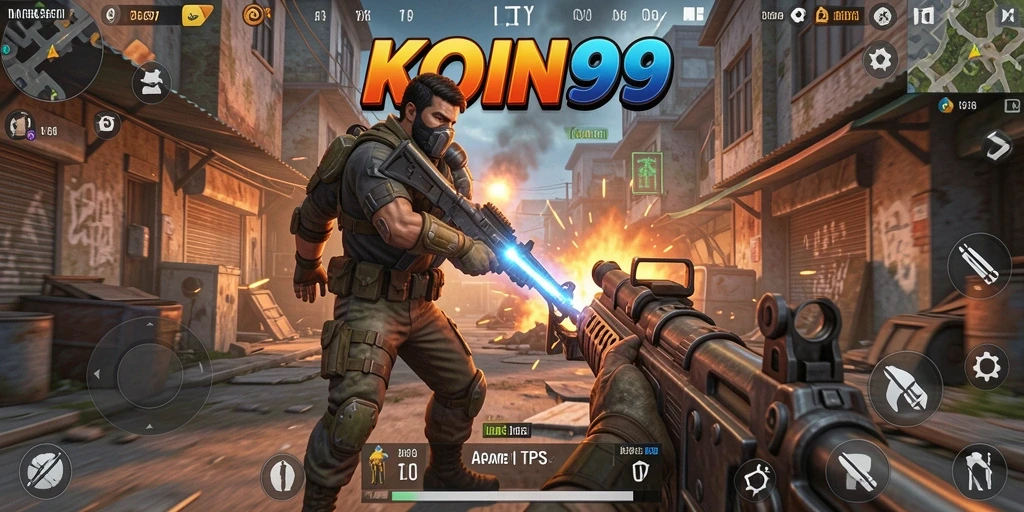 Screenshot KOIN99 menunjukkan aksi seru dalam permainan TPS.