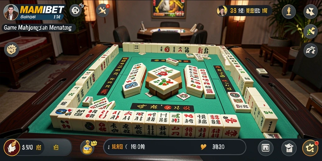 Tampilan gameplay MAMIBET yang menakjubkan dengan ubin Mahjong.