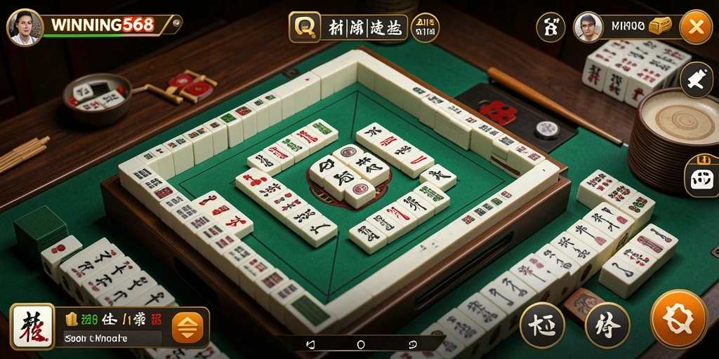 Menampilkan screenshots gameplay seru dalam permainan Mahjong.